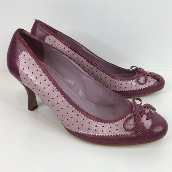 Gianni Bini Two Toned Bow Vamp Round Toe Pink Heels Size 8M - Picture 1 of 12